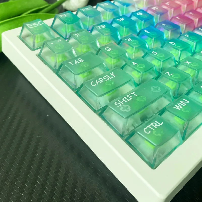 

119 Keys Translucent Keycap Set Iridescent Mist Effect Cherry Profile PC Keycaps for MX Switches Gaming Keyboard
