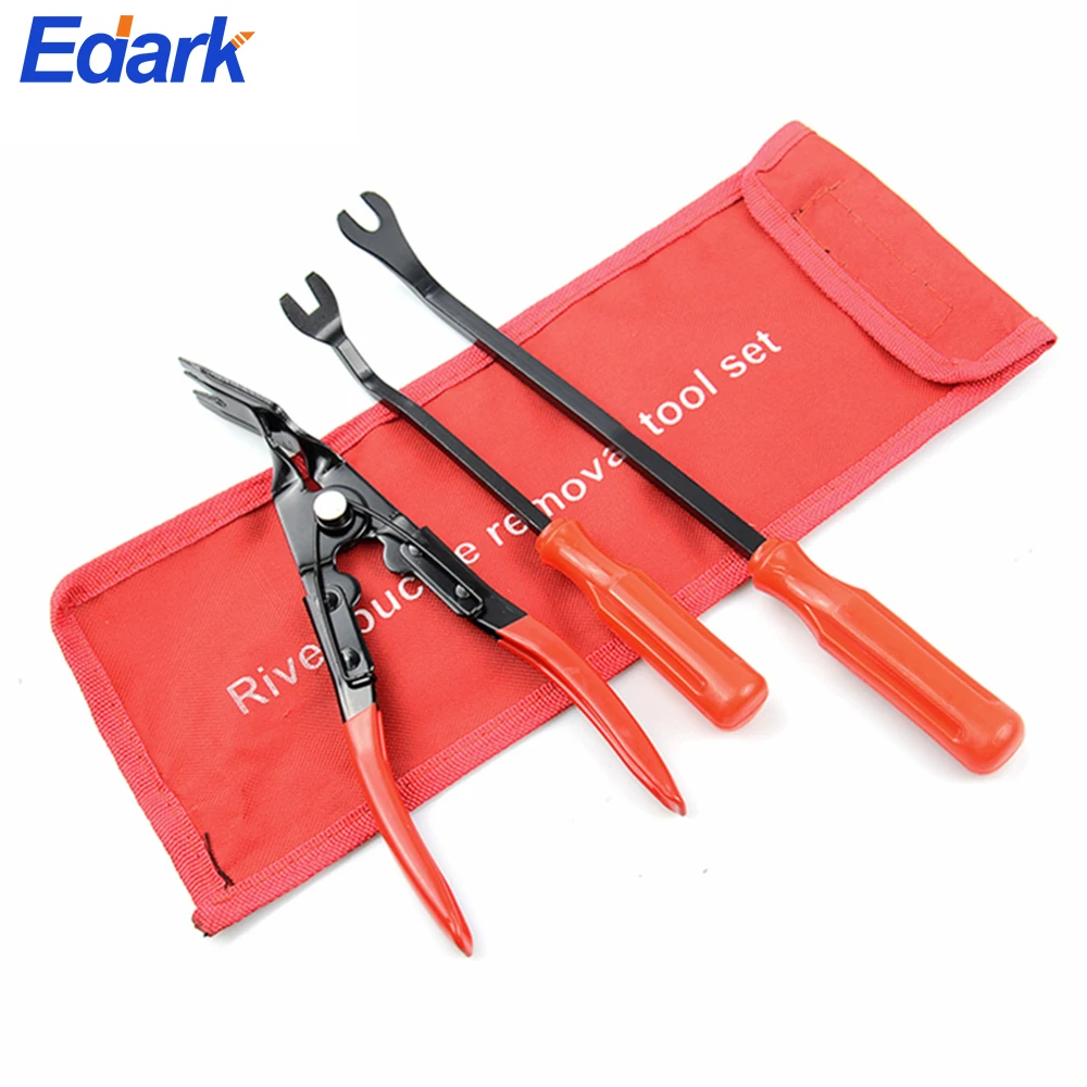 3Pcs/Set Remover Removal Puller Pry Tool Car Door Panel Trim Upholstery Retaining Tweezer Clip Plier Tool Hand Tool Set