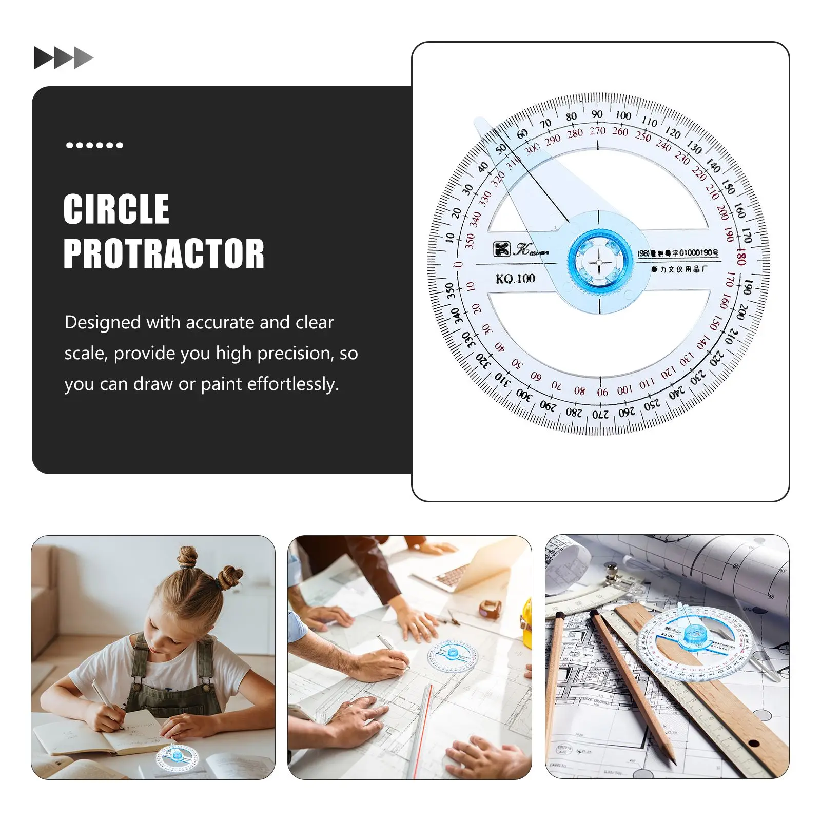 4Pcs Woodworking Circle Circle Compass Measuring Ruler 360 Degree Circle Compass Drafting Tool Measuring Ruler Circle Geometric