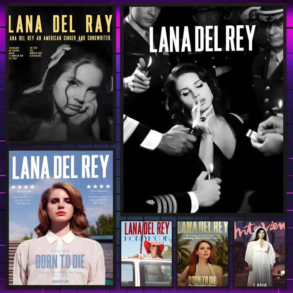 Póster alternativo de la cantante L-Lana Del Rey, arte de pared versátil HD resistente al agua, decoración autoadhesiva para cualquier espacio, regalo ideal