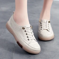 Summer 2024 Women Shoes Mesh Loafers Ladies Walking Flats Sneakers for Women Genuine Leather Women's Shoes Soft Sole Single Shoe
