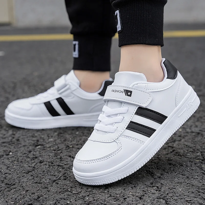 Kinder-Schulsport-Wanderschuhe, modische weiße Freizeit-Sneaker für Jungen und Mädchen, rutschfeste Kinder-Laufschuhe mit weicher Sohle – Detail 10