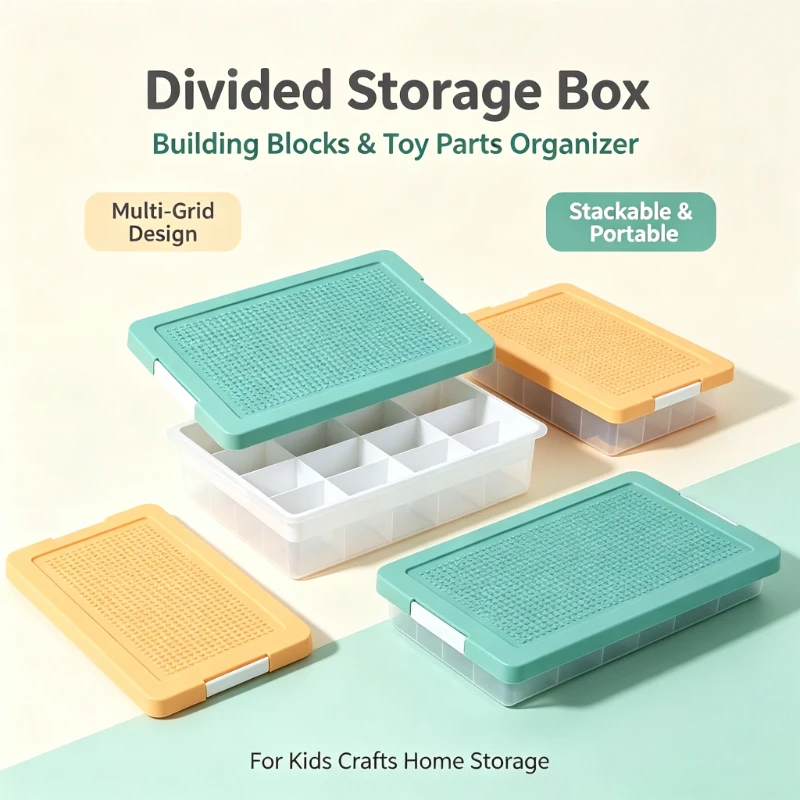 Multi-grid Plastic Desktop Organizer Divided Storage Box Small Building Blocks Toy Craft Parts Container For Kids Household Use