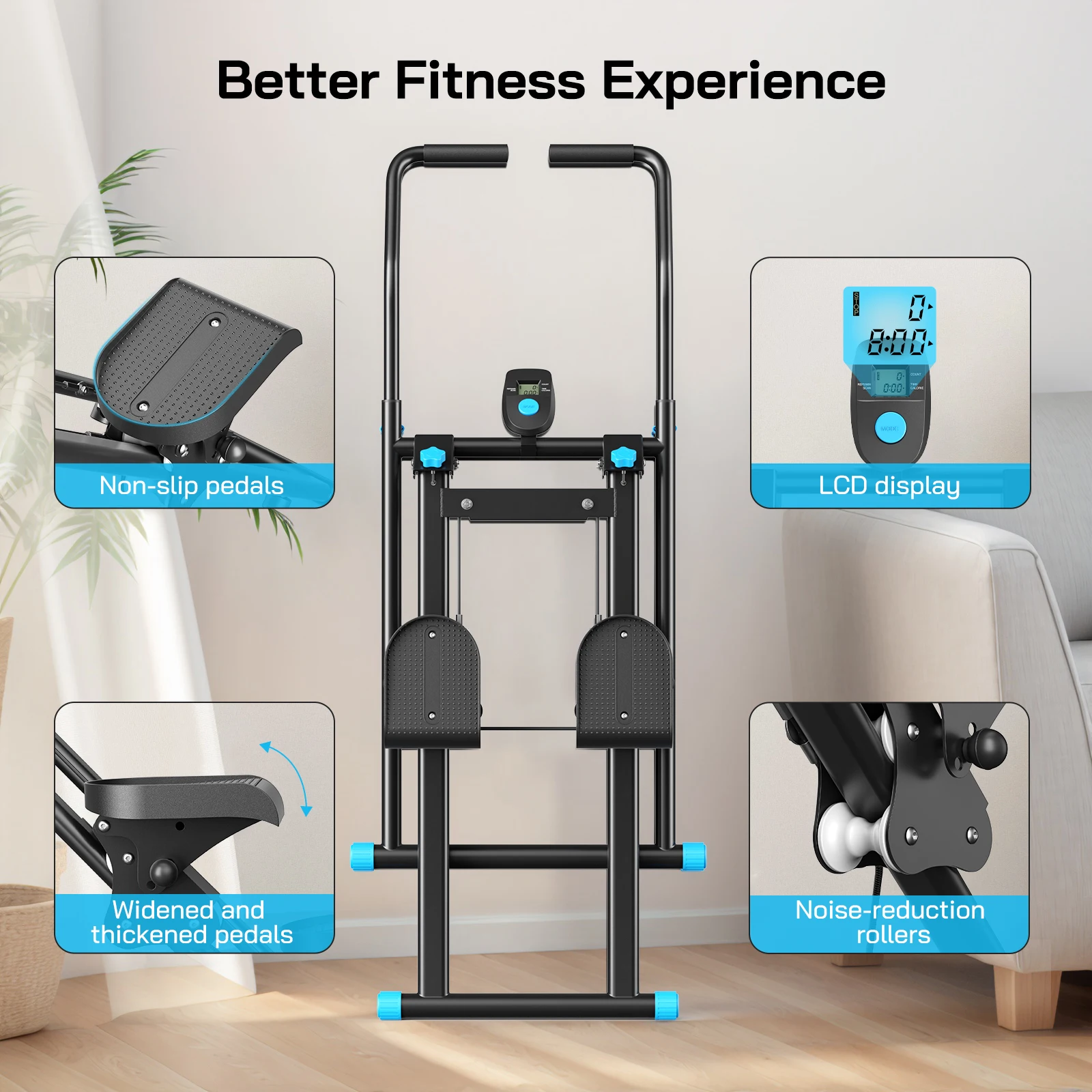 Stair Stepper for Home Gym Exercise New Version Vertical Climber Machine Full-Body Workout Compact Folding Cardio Stepper