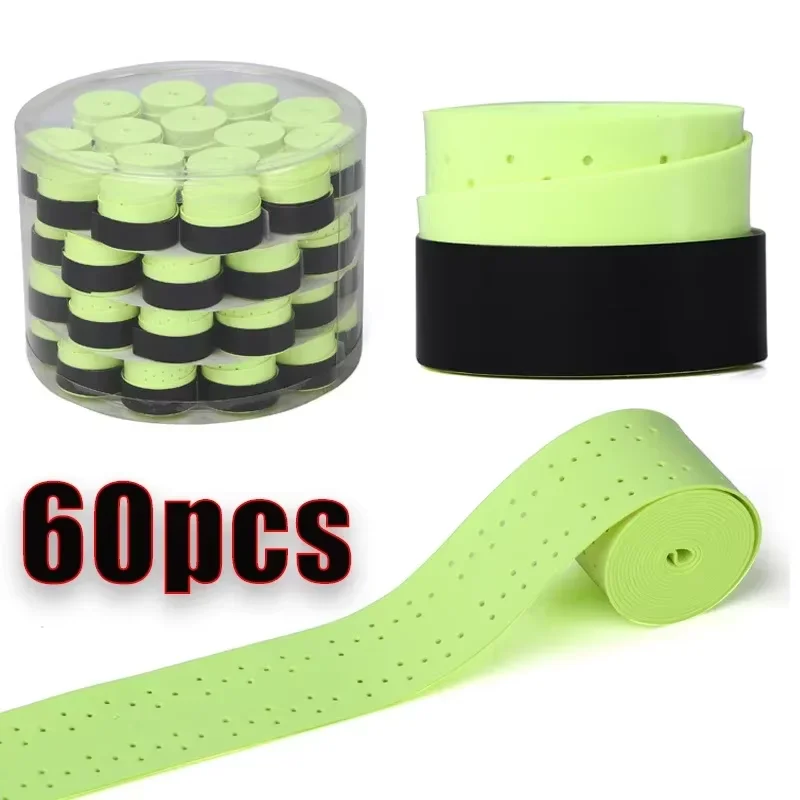 60pcs/Lots Perforated Anti Slip 0.7mm Thickness Tennis Racket Grips Sweat Tapes Badminton Overgrips Fishing Rod Sweatbands