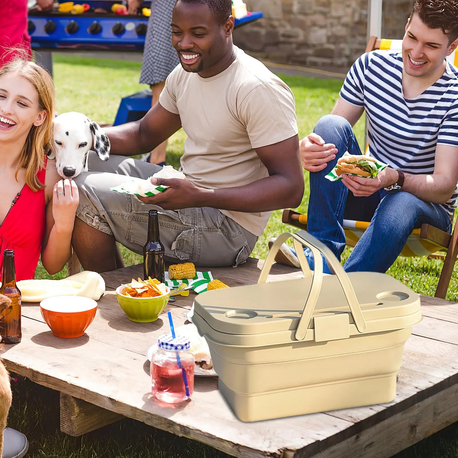 Foldable Picnic Basket Foldable Large Grocery Basket With Handle Home Organization For Camping Fruit Vegetable Food Gathering