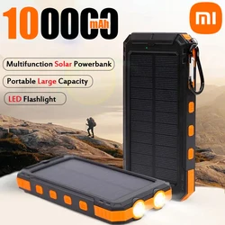 Xiaomi100000mAh Solar PowerBank o dużej pojemności Przenośny ze smyczą Kompas Bateria zewnętrzna Outdoor Camping Szybkie ładowanie