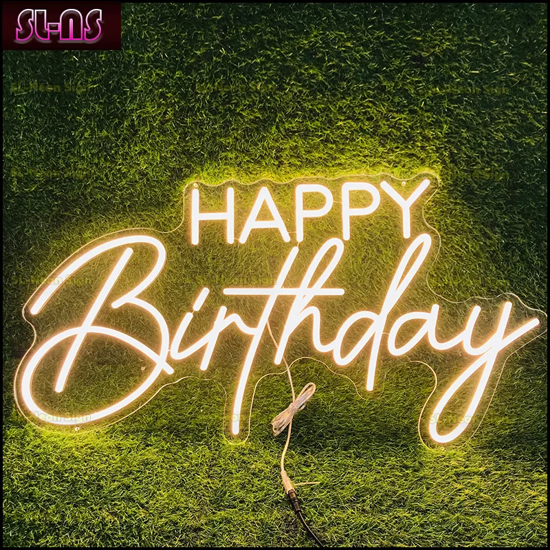 Big RGB LED Neon Sign Happy Birthday Neon Sign 79x41cm Birthday Sign Custom Neon Light for Birthday Room Home Decoration