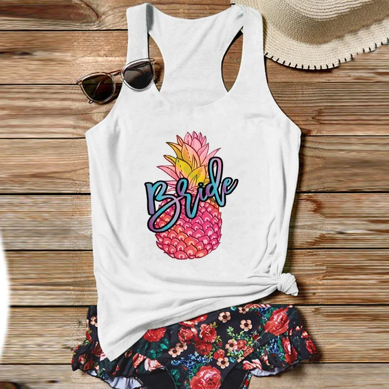 

Beach Pineapple Tank Tops Aloha Shirt Summer Bachelorette Neon Pineapple Women Clothing Bachelorette Party Tank Tops Cartoon