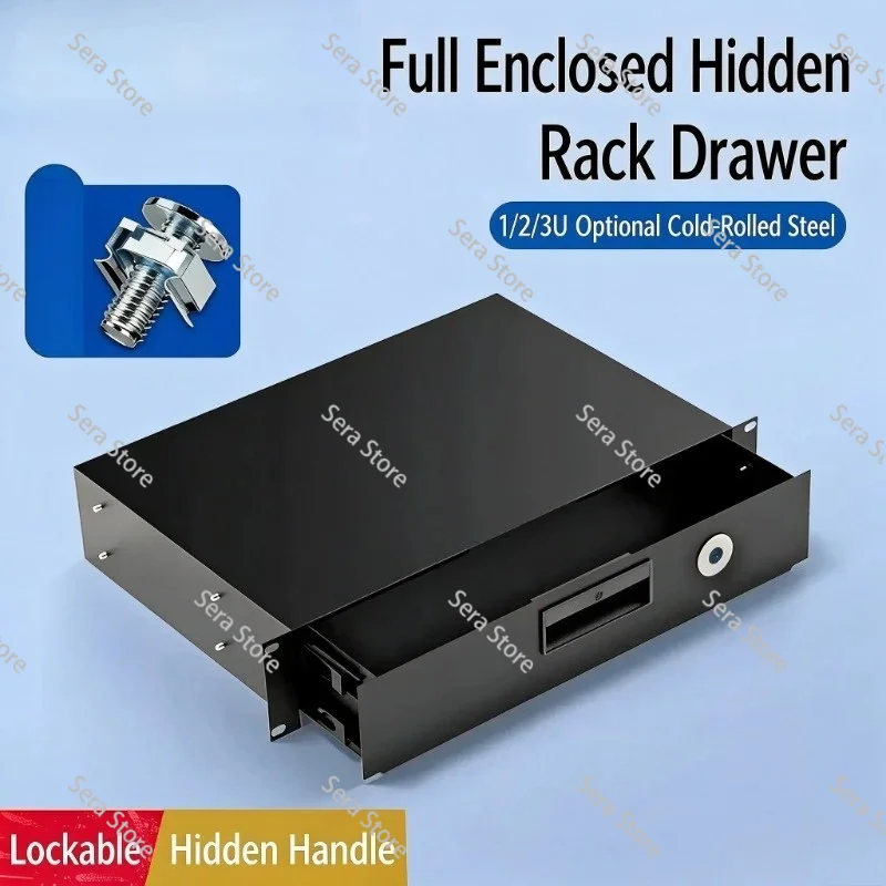 1U 2U 3U Rack Mount Drawer with Lock, 19