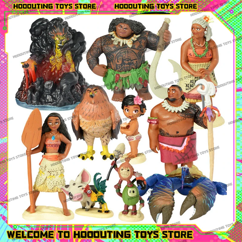 10 Pcs/Set Anime Movie Moana Action Figure Maui Chief Moana Princess Doll Desk Decor Model Toy Statue Christmas Gift PVC