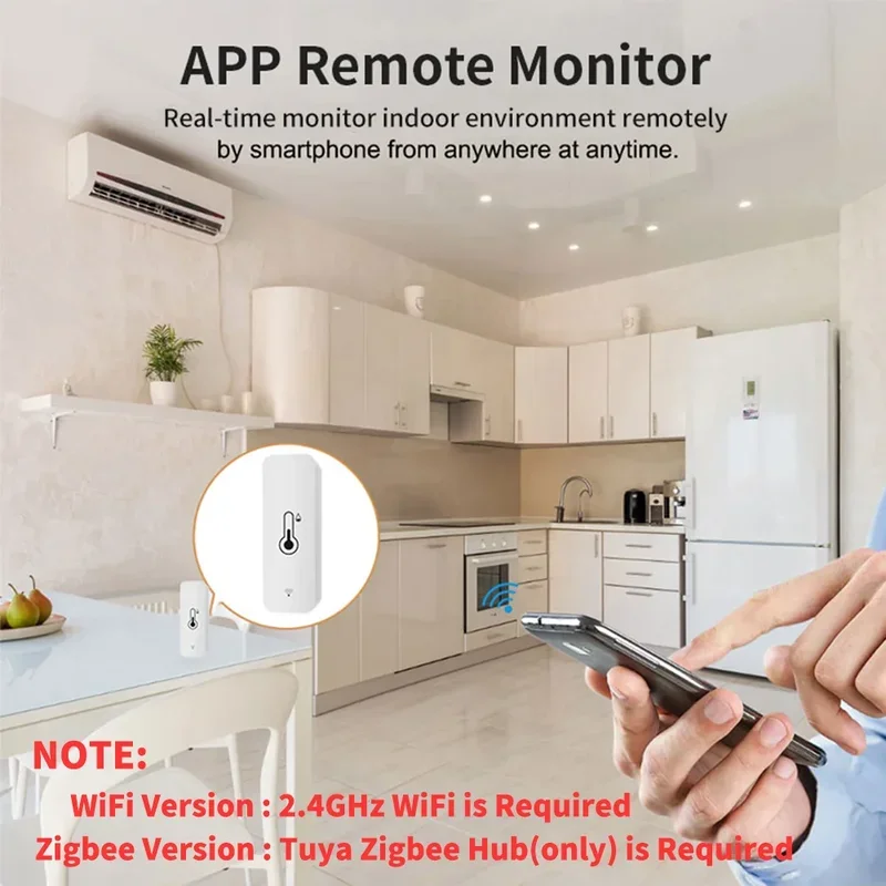 Tuya/ZigBee WiFi Smart Temperature Humidity Sensor Indoor Hygrometer Controller Smart Home Monitor Work With Alexa Google Home