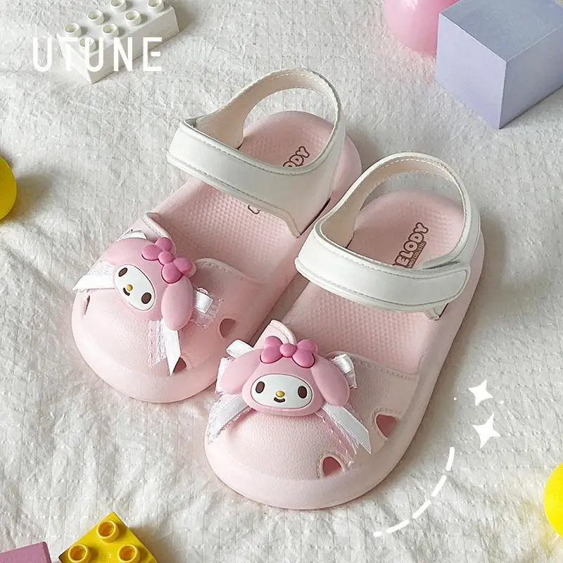 

Sanrio Girl Sandal Hello Kitty Kawaii Kids Shoes Kuromi Princess Shoes Child Flat Shoes My Melody Cartoon Anime Beach Shoe Gift