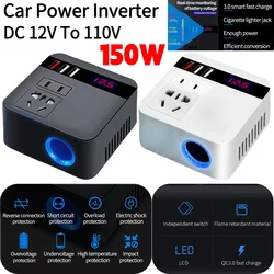 150W Car Power Inverter DC 12V To 110V Pure Sine Wave Inverter Pure Sine Wave With Silent Cooling Fan Car Voltage Converter