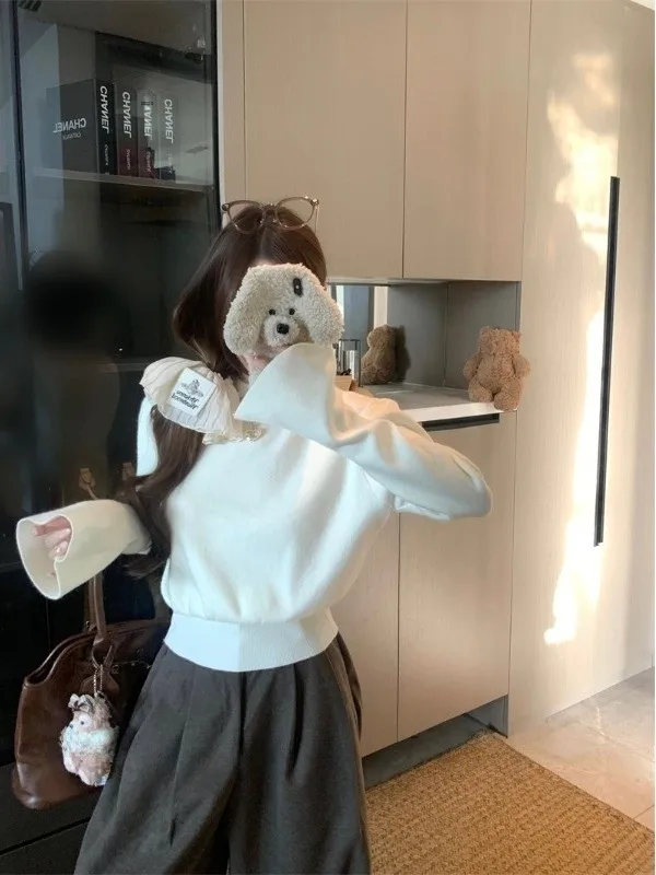 

Женский вязаный свитер с круглым вырезом и длинными рукавами, приталенный, из смесового хлопка, для зимы, модный, с эффектом стройности талии