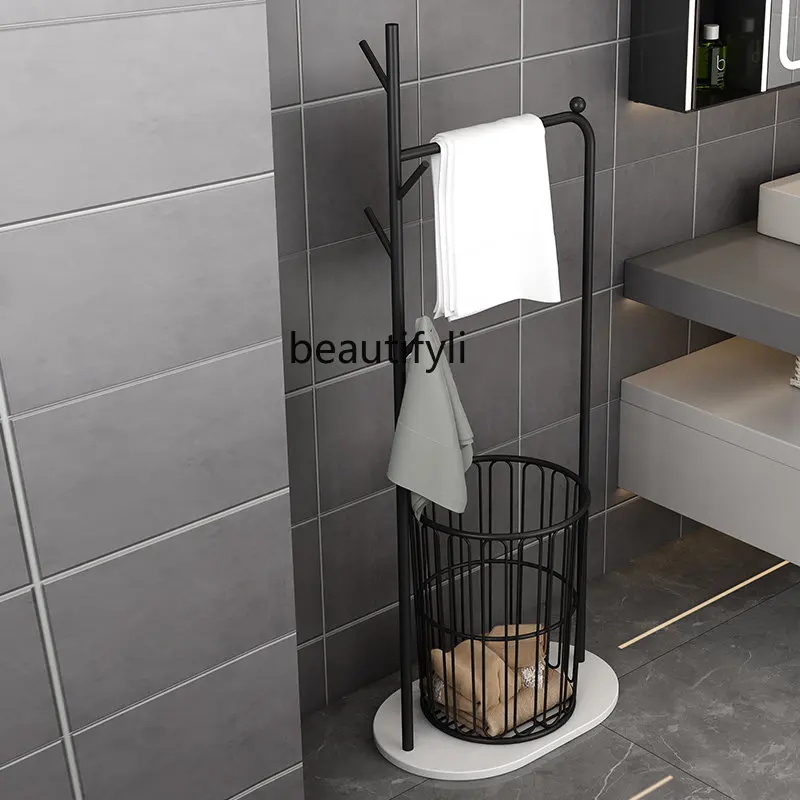 yj Nordic Bathroom Storage Rack Floor Light Luxury Storage Rack Laundry Basket