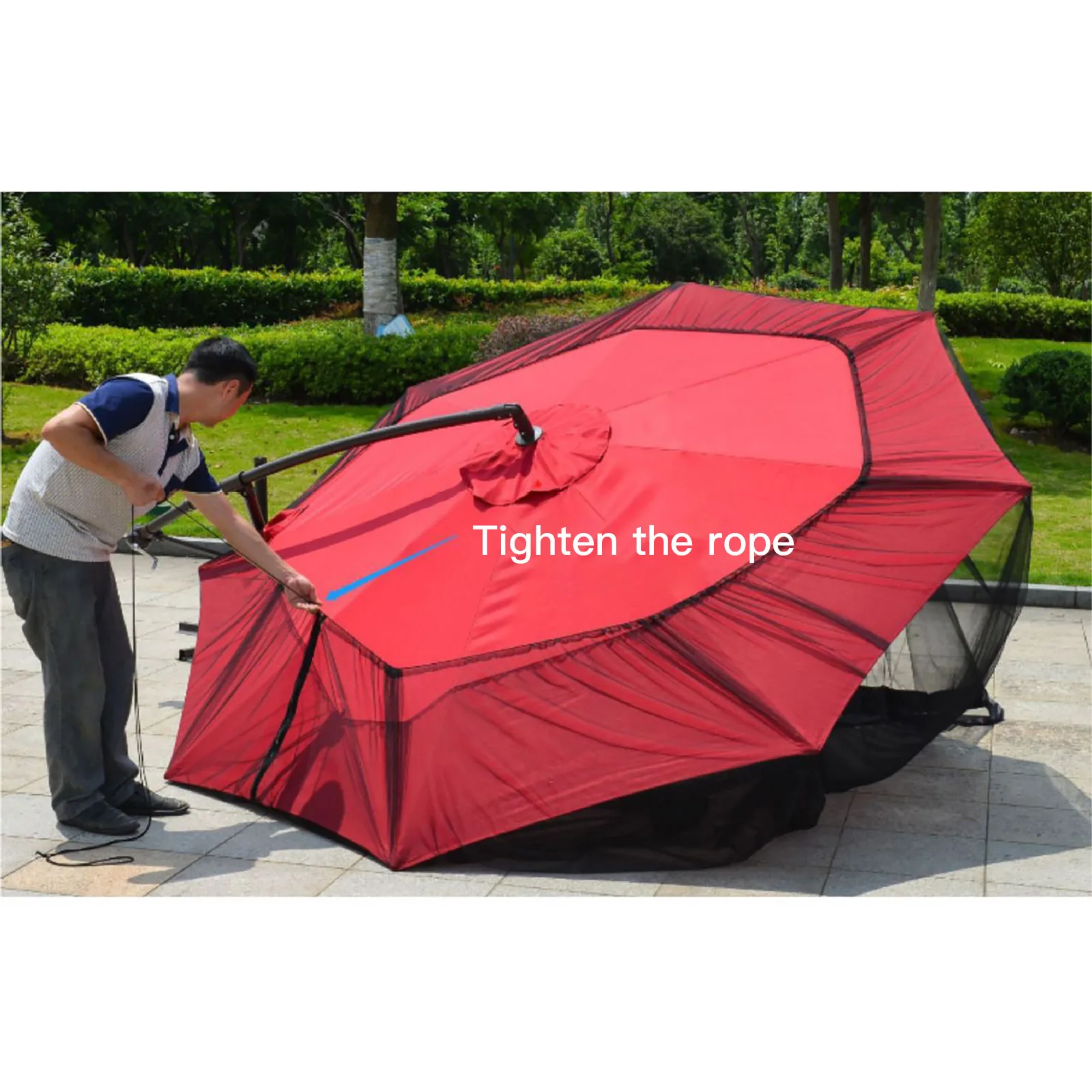 Outdoor Large Camping Mosquito Net Portable Mosquito Insect Fly Proof Zippered Tent Indoor Bedroom Travel Roman Umbrella Mesh