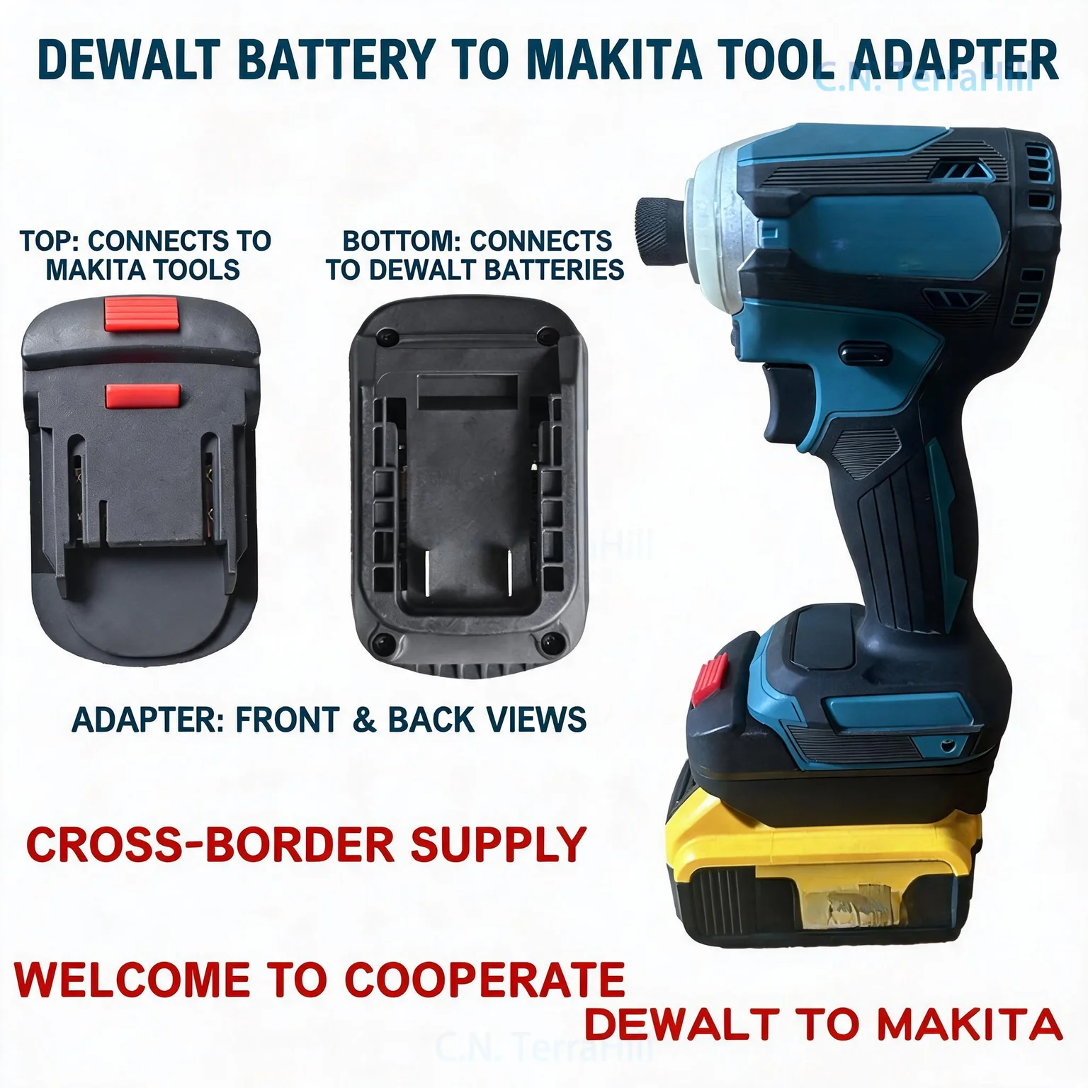 18V/20V Battery Adapter Converter for Power Tool, Dewalt Battery to Makita 18V Tool Conversion Connector, 20V to 18V Drill