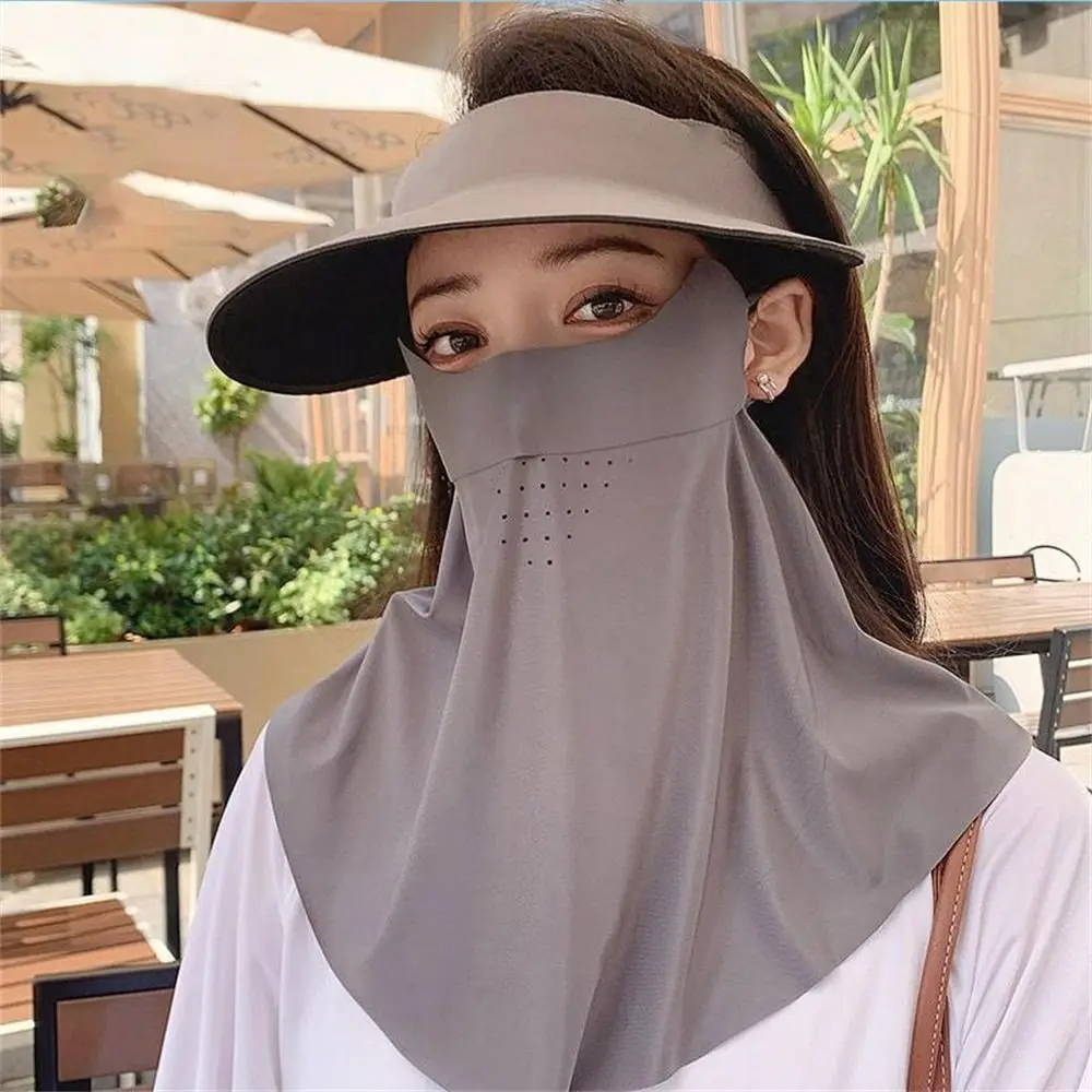 Outdoor Zonnebrandcrème Masker Dames Ijs Zijde Traceless Masker UV-bescherming Zomer Fietsen Zonbescherming Ademend Dunne Cover Gezicht