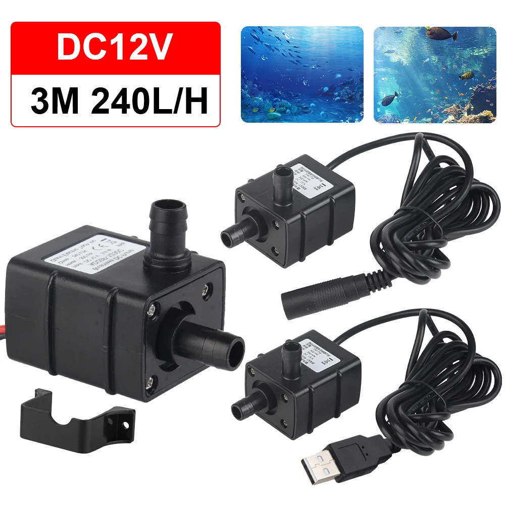 Mini Submersible Pump USB Pumping for Garden Pond Fish Tank Water Circulation Micro 5V Brushless Small Water Pump 120L/H DC12V