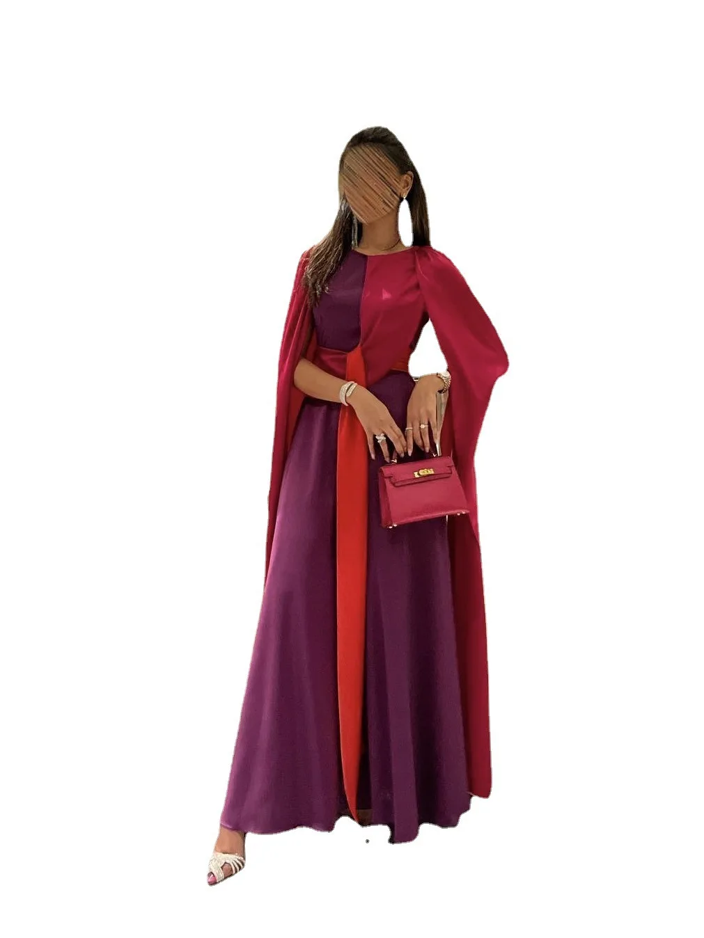 2025 가을 겨울 신상 여성 의류 발목 기장 섹시 스플라이싱 숄 볼 드레스 점프수트