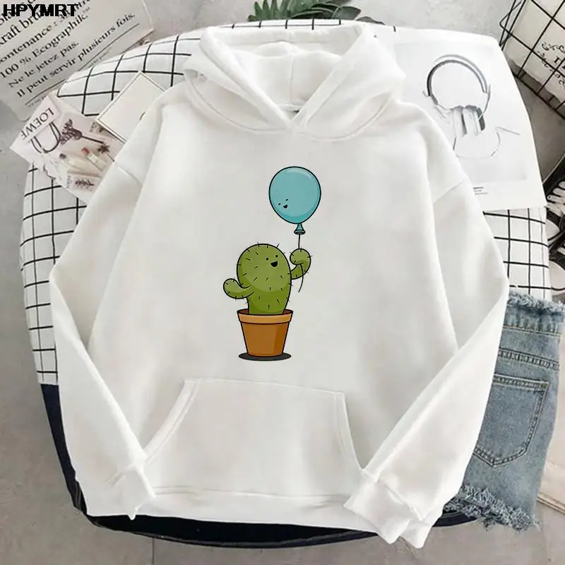 Autumn Hoodie Women Sweatshirts Oversize Hoodie Fashion Kawaii Cactus Printing Sweatshirt Hoodies Pink pullover Sweatshirts Tops