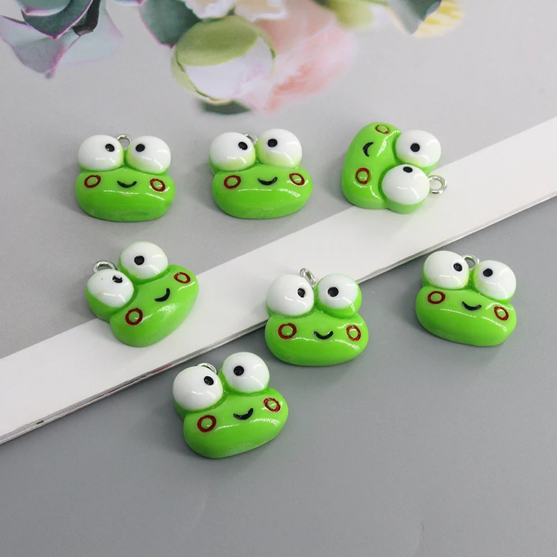 10pcs/pack Super Cute Cartoon Frog Resin Charms New Summer Earring Keychain Necklace Pendants Jewelry Making D218