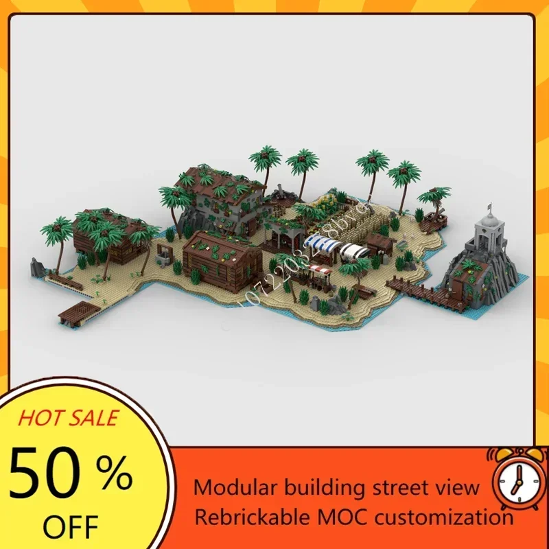 11021 pièces Pirate Island Bay Beach Island Extension modulaire MOC créatif rue vue modèle personnalisé Puzzles bricolage modèle jouets cadeaux