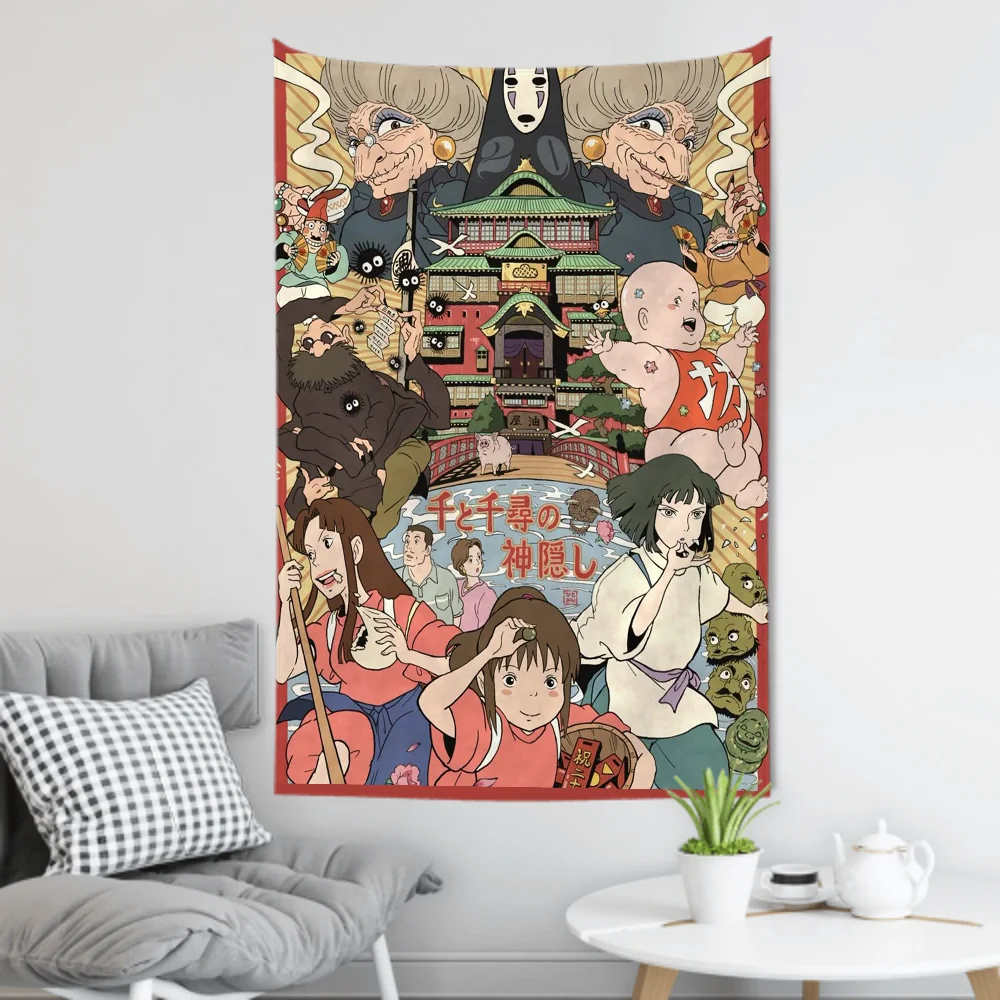 Ukiyo-e Samurai Miyazaki Anime Chihiro tapiz decoración de la habitación tela de pared fiesta fondo colgante decoración de la habitación habitación de bebé
