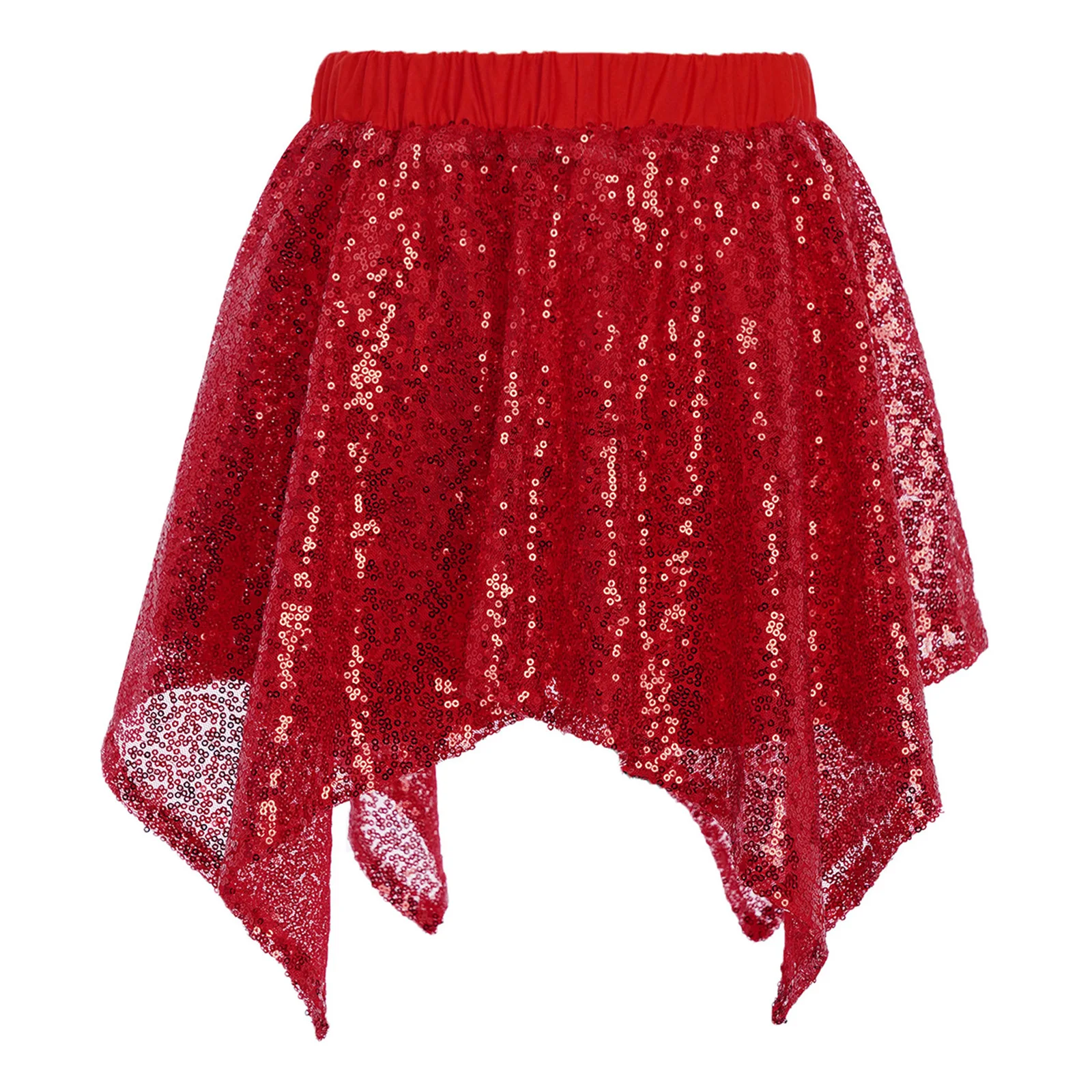 Spódniczka do cheerleadingu dla dziewcząt z wbudowanymi szortami i błyszczącymi cekinami na występy i zawody cheerleadingowe.