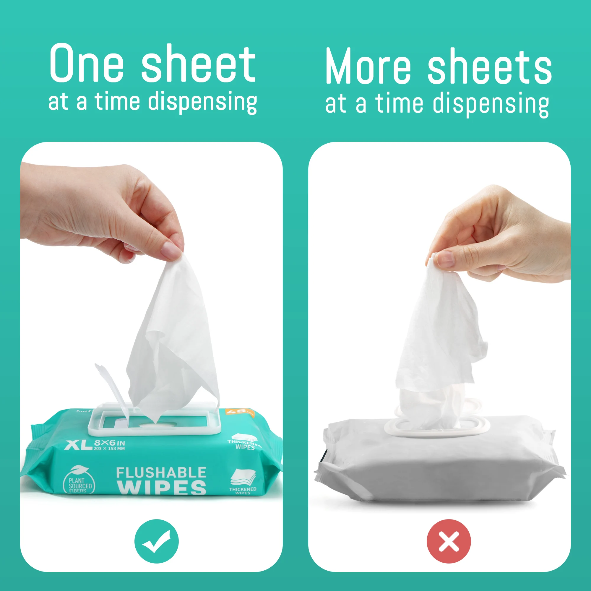 مناديل مبللة كبيرة جدًا قابلة للتنظيف للاستخدام المنزلي في الهواء الطلق، مناديل سميكة للمؤخرة، 3 عبوات × 48 قيراط، مناديل مبللة 144/288