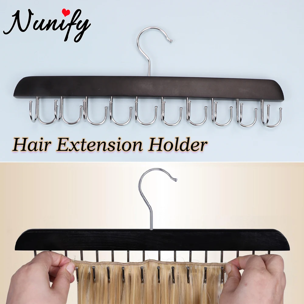 

Nunify Hair Extension Holder Wooden Reversible Wig Top Hanger For Multi-Layer Hair Washing Drying Coloring Styling & Storing