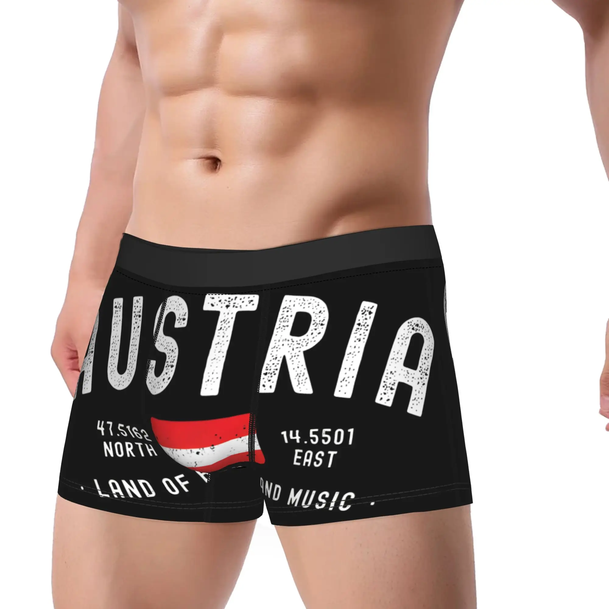 Vintage Austria Coordinates Flag Shorts Briefs  Underwear Hot Sale Male Elastic Trunk Custom Oversize Panties