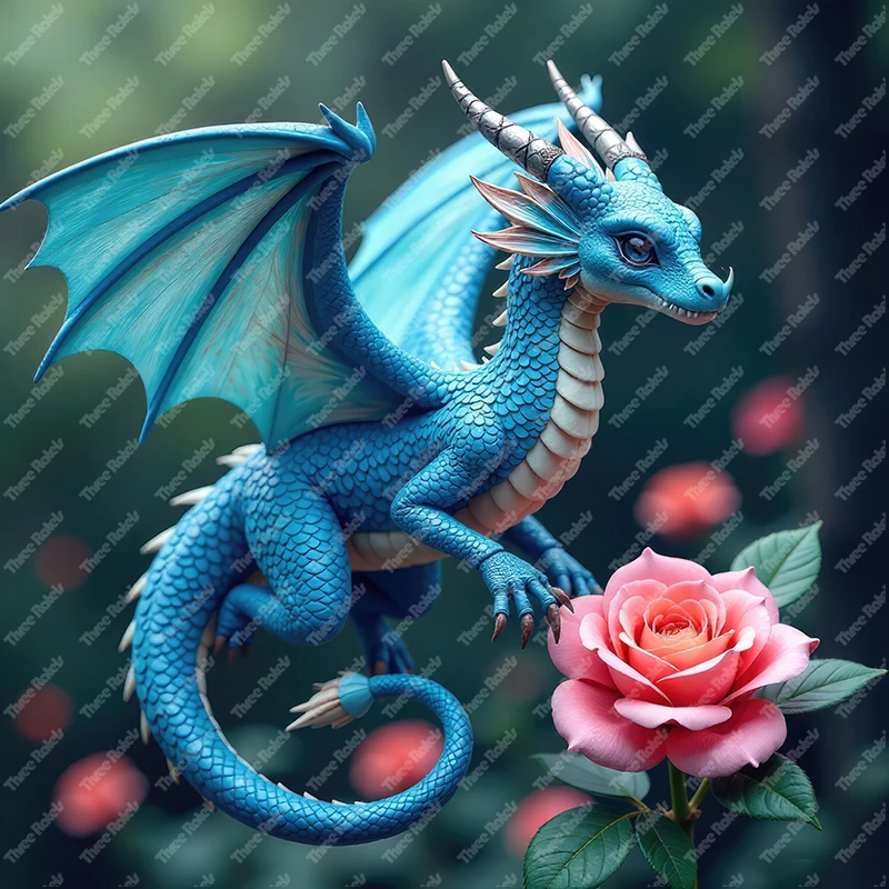 Three Ratels Beautiful Blue Dragon Cartoon wall sticker for home Decoration