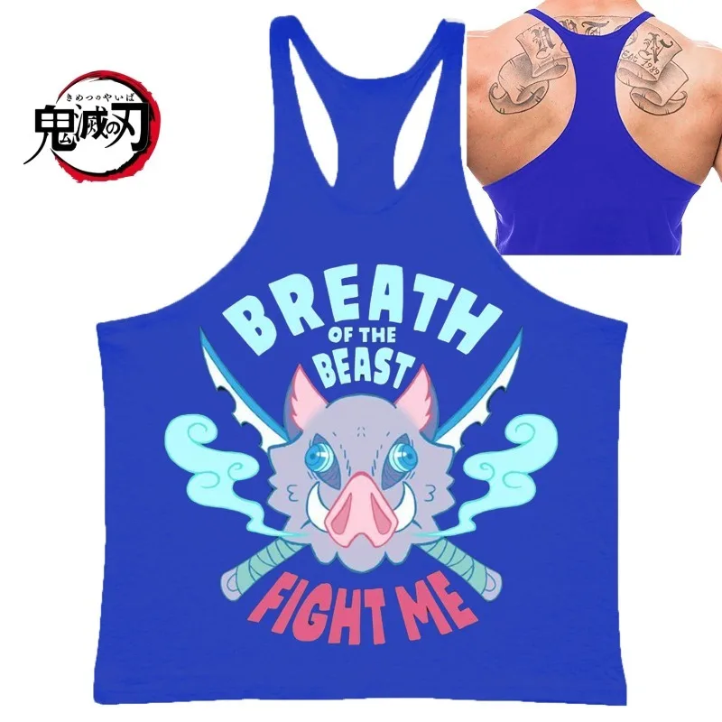 

Мужская майка GYM Brand (Demon Slayer) Hashibira, одежда для фитнеса, мужская рубашка для фитнеса, жилеты, хлопковые майки, топ без рукавов с мышцами