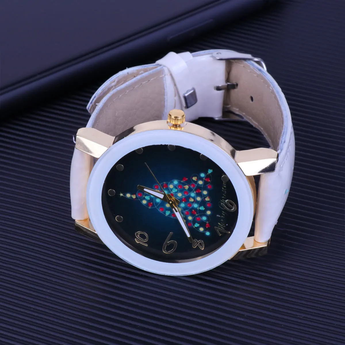 

Часы с рождественским узором, женские кварцевые простые ремешки для часов из искусственной кожи, наручные часы, модный подарок на День Благодарения