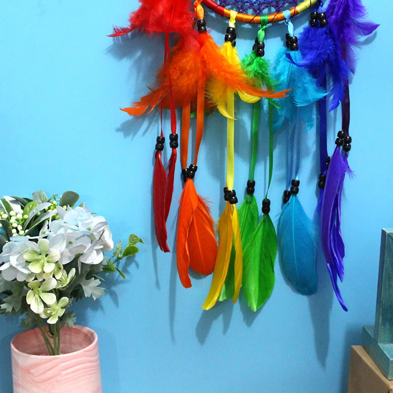 Creative Dream Catcher Wind Chime Hand-woven Feather Bedroom Hanging Ornaments Christmas Birthday Gifts Home Decoration Crafts