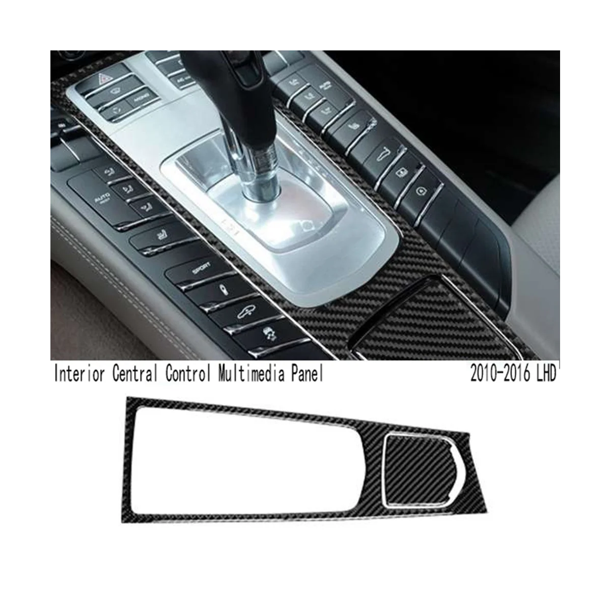 Carbon Fiber Black Interior Central Control Multimedia Panel Trim Sticker for Porsche Panamera 2010-2016 LHD