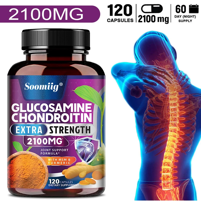 Glucosamine 2100mg Chondroitin Turmeric MSM - for Muscle Back Joint Knee Supplement - Promotes Osteochondral Joint Mobility