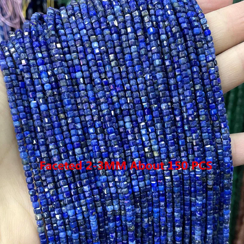 Natürliche Lapislazuli Runde Rohr Facettierte Lose Spacer Stein Perlen Für Schmuck Machen DIY Handgemachte Armbänder Halskette Zubehör