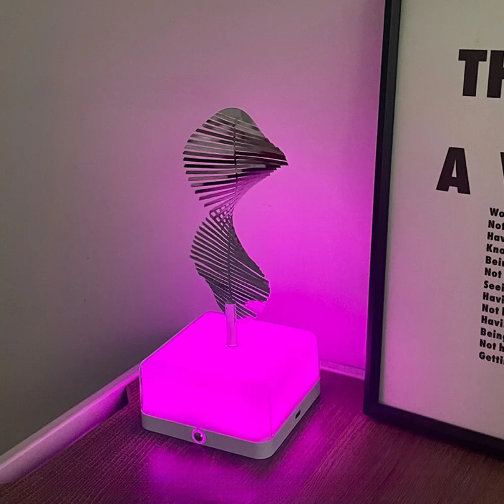 Luz de ambiente nocturna LED giratoria de neón 3D creativa, decoración de habitación, lámpara recargable estética, mesita de noche para hombres y niñas, regalo, nuevo