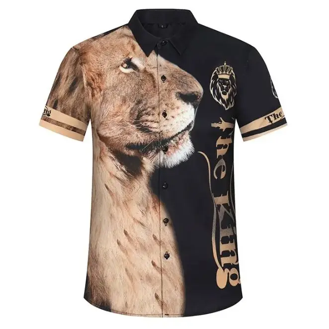 Summer Men's Digital Print Short Sleeve Shirt High Quality Non-ironing Smooth Soft Fashion for Party Banquet Nightclub
