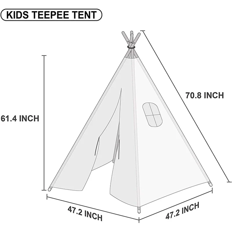 1.8m Teepee Tent for Kids Indoor Outdoor Tipi Child Tent Play House Wigwam for Children Tent House