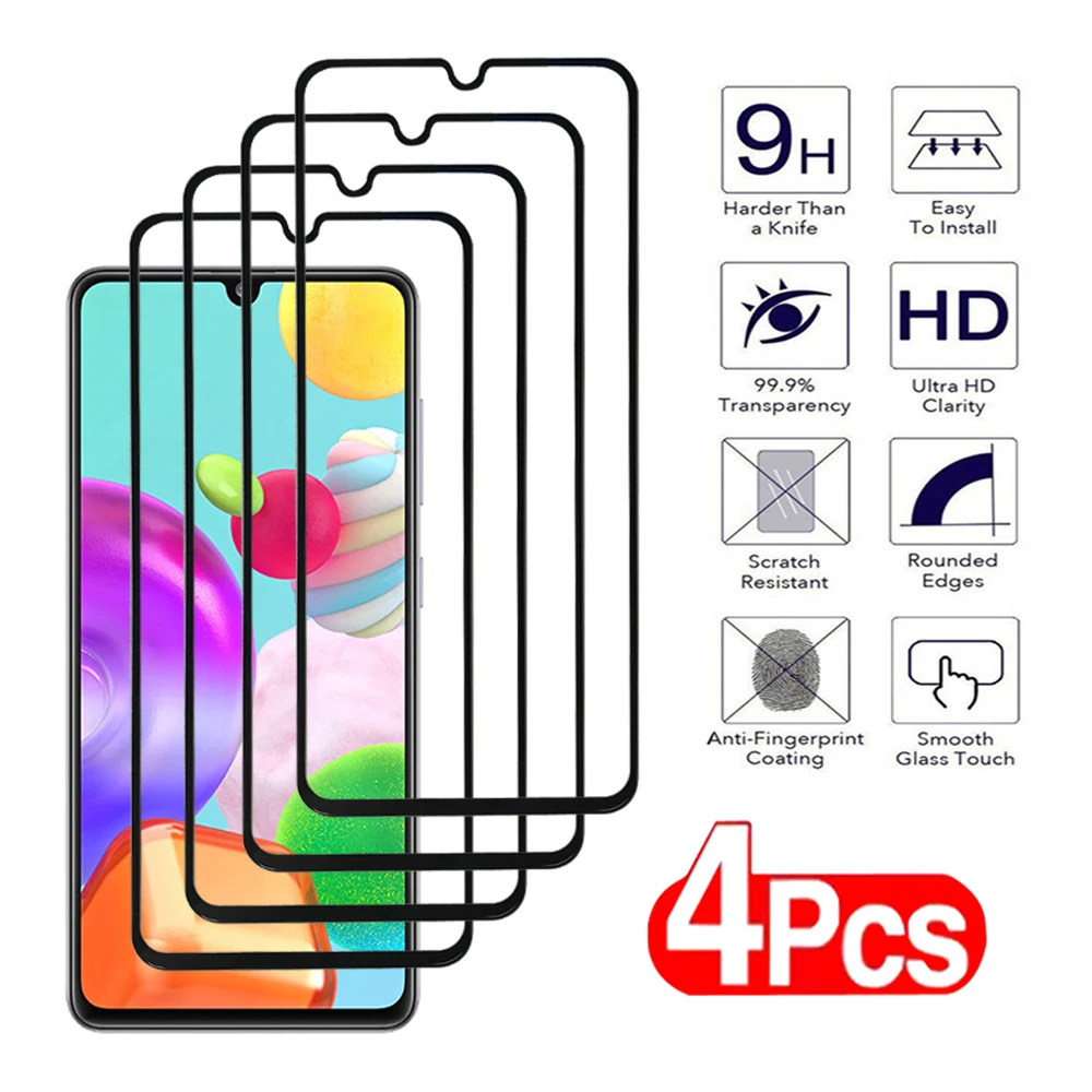 4Pcs For Samsung Galaxy A41 A42 A51 A52 A53 A54 A55 A71 A72 A73 Screen Protector Samsung M42 M51 M52 M53 M55 M62 5G Glass Film