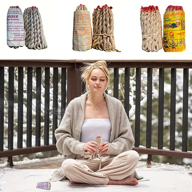 عطر حبل الهيمالايا مصنوع يدويًا ، حكيم وسابا مع البتشولي والأرز ، علاج بالروائح العطرية ، عطر الحبل ، 40 يبلغ