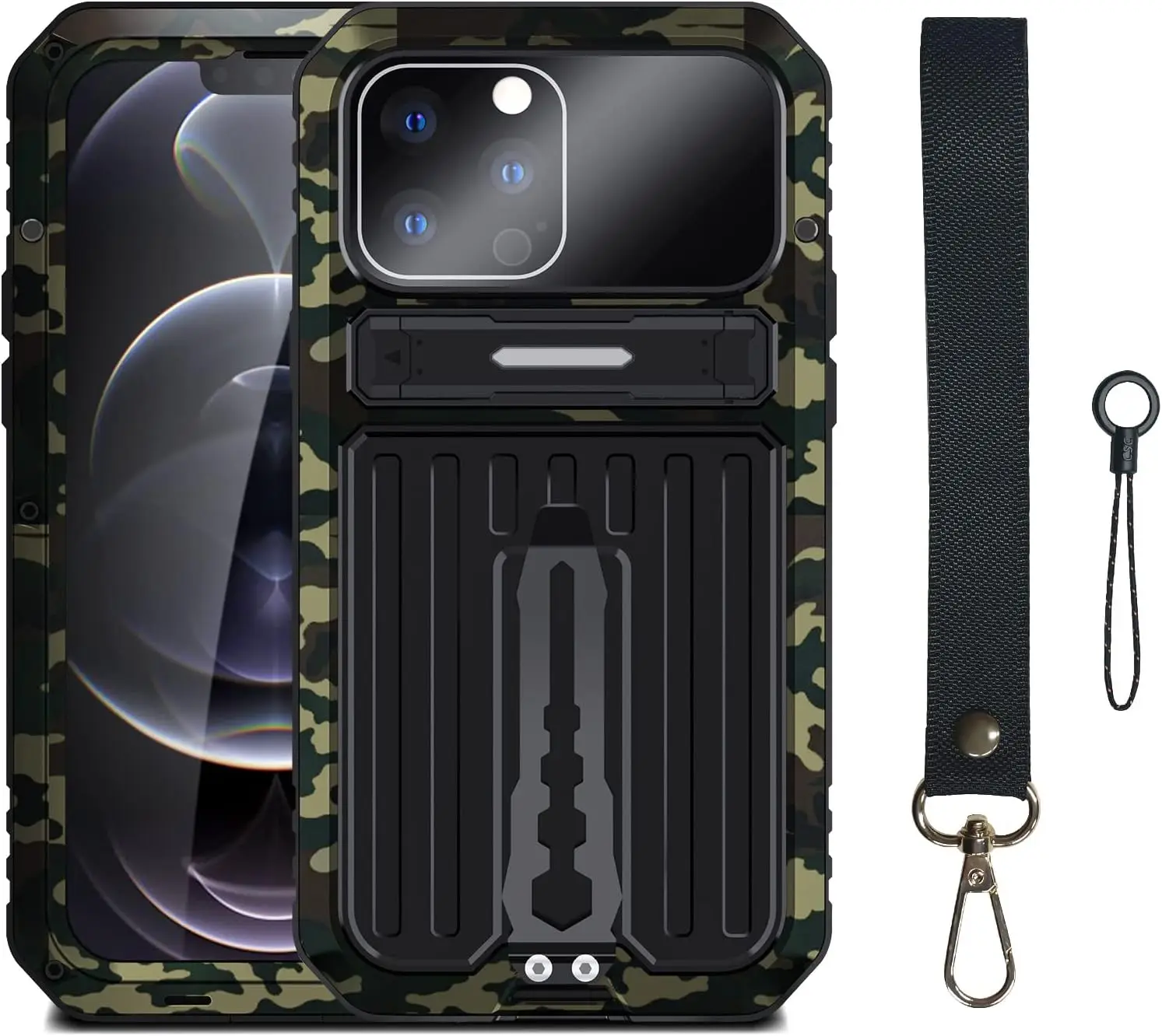 Case for iPhone 14 Series with Kickstand, Military Grade Drop Protection Rugged Cover, Built-in Screen Protector