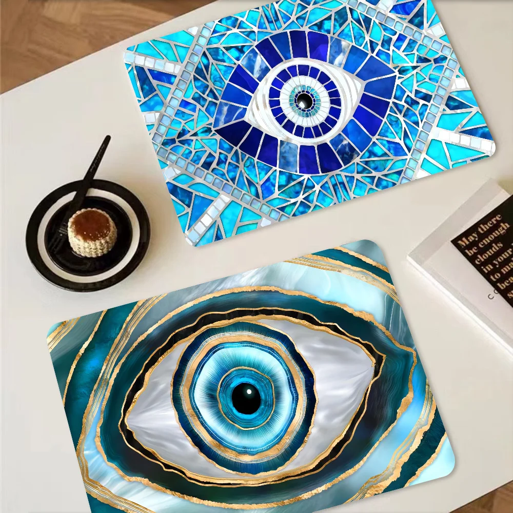 Evil Eye Coffee Cup Ironing Mat Modern Art Texture Drying Mat Kitchen Counter Coffee Bar Drain Mat