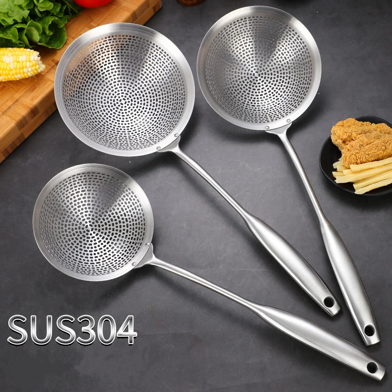 304 Stainless Steel Large Colander Skimmer Dumplings Sieve Spoons Noodle Strainer Cooking Filter Tools Kitchen Utensils