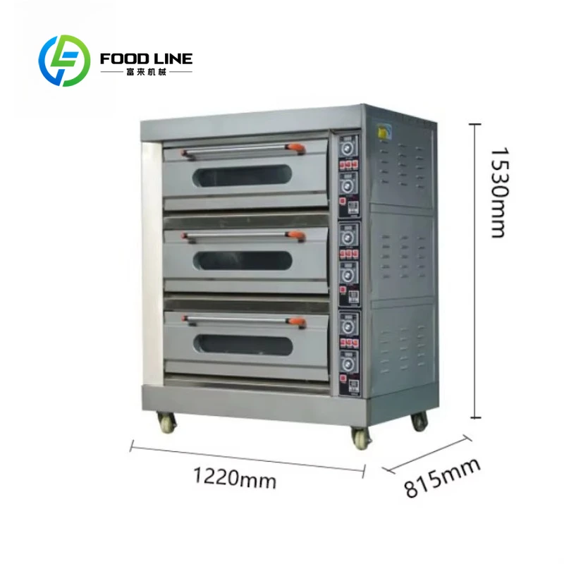 Commercial Professional Small Electric Bake 3 Layers 9 Trays Bread Pastry Oven Baking Equipment with Steam