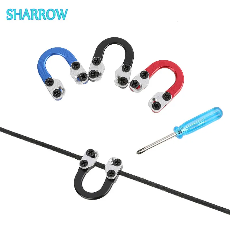 Archery Compound Bow D Loop Aluminum Alloy U Nocking D Ring Buckle with Screwdriver for Hunting Shooting Bow Release Accessories